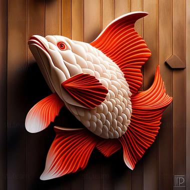 3D model Red and white oranda fish (STL)